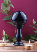 90mm Coloured Crystal Ball with Wooden Stand | Black-Image 1