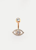 AB Gem Evil Eye Navel Barbell 14G | Gold-Image 1