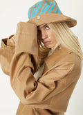 Adi - Hemp Wide Brim Bucket Hat | Blue Stripe-Image 2