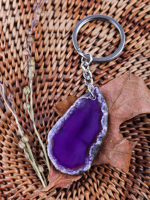 Agate Slice Keyring