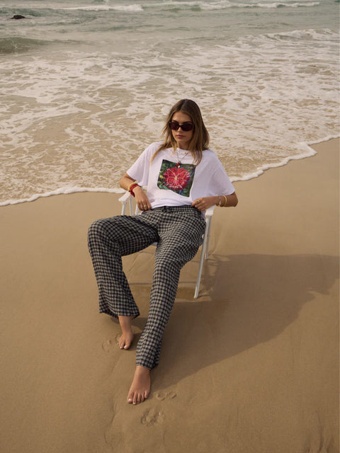 Asta - Seersucker Wide Leg Pant