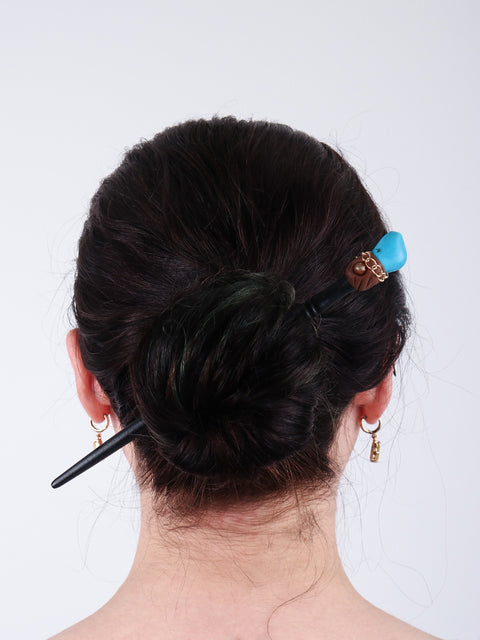 Blue Howlite Gemstone Hairpin