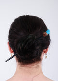 Blue Howlite Gemstone Hairpin | Natural Wood-Image 2
