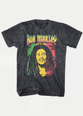 Bob Marley - Mineral Wash Ganja Print T-Shirt | Grey Mineral Wash-Image 1