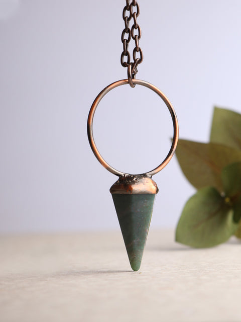 Bronze Ring Pendant - Bloodstone