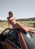Capricorn - Hemp Seersucker Maxi Skirt | Burgundy Beige Stripe-Image 2