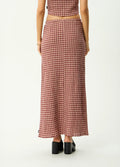 Capricorn - Hemp Seersucker Maxi Skirt | Burgundy Beige Stripe-Image 4