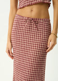 Capricorn - Hemp Seersucker Maxi Skirt | Burgundy Beige Stripe-Image 5