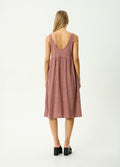 Capricorn - Hemp Seersucker Midi Dress | Burgundy Beige Stripe-Image 4