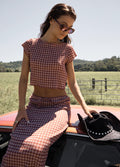 Capricorn - Hemp Seersucker Top | Burgundy Beige Stripe-Image 2