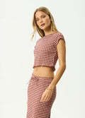 Capricorn - Hemp Seersucker Top | Burgundy Beige Stripe-Image 3