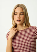 Capricorn - Hemp Seersucker Top | Burgundy Beige Stripe-Image 5