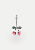 Cherry Heart Gem Navel Barbell 14G | Red-Image 1