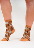 Cosmic Crew Socks | Brown Houndstooth Daisy-Image 2