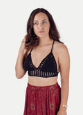 Cotton Crochet Bra Top | Black-Image 1