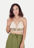 Cotton Flower Crochet Bra Top | Ivory-Image 1