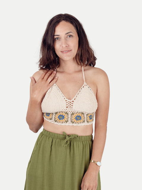 Cotton Flower Crochet Bra Top