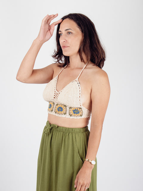 Cotton Flower Crochet Bra Top