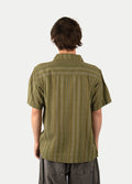 Cotton Homespun Camp Shirt | Moss Green Stripe-Image 3