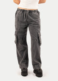 Cotton Stonewash Patch Cargo Pants | Black-Image 4
