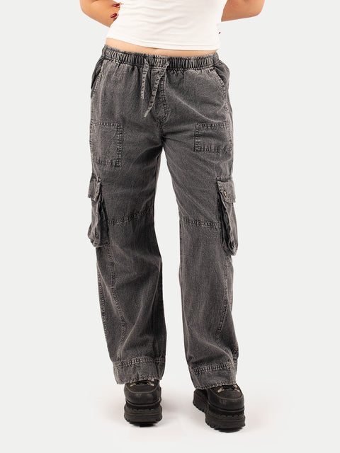 Cotton Stonewash Patch Cargo Pants