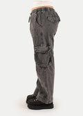 Cotton Stonewash Patch Cargo Pants | Black-Image 5