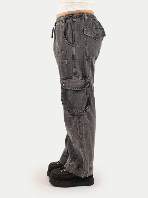 Cotton Stonewash Patch Cargo Pants