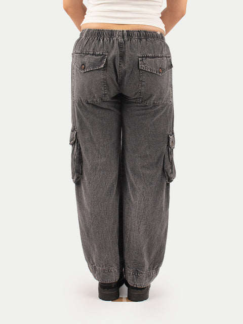 Cotton Stonewash Patch Cargo Pants