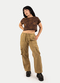 Cotton Stonewash Patch Cargo Pants | Olive-Image 4