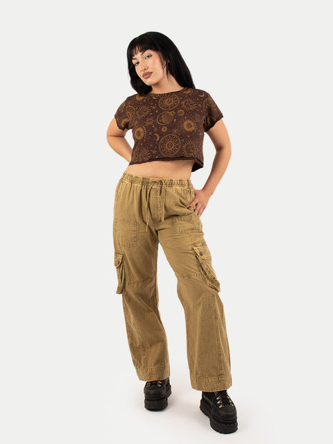 Cotton Stonewash Patch Cargo Pants