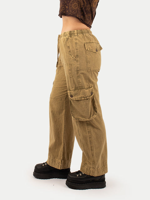Cotton Stonewash Patch Cargo Pants