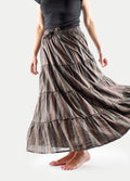 Cotton Stripe Tiered Maxi Skirt | Agate Stripe-Image 2