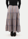 Cotton Stripe Tiered Maxi Skirt | Sky-Image 3