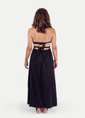 Cotton Tie Back Maxi Dress | Black-Image 3