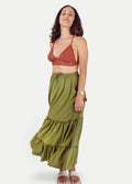 Cotton Tiered Skirt | Sage-Image 1