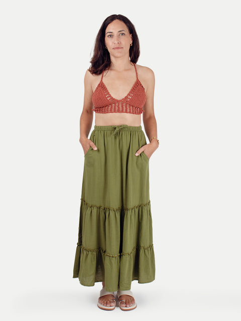 Cotton Tiered Skirt