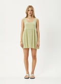 Darcy Jesse - Hemp Seersucker Mini Dress | Lemongrass Check-Image 1