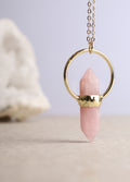 Double Point Rose Quartz Pendant | Gold-Image 1