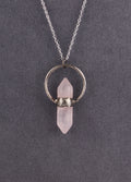 Double Point Rose Quartz Pendant | Silver-Image 2