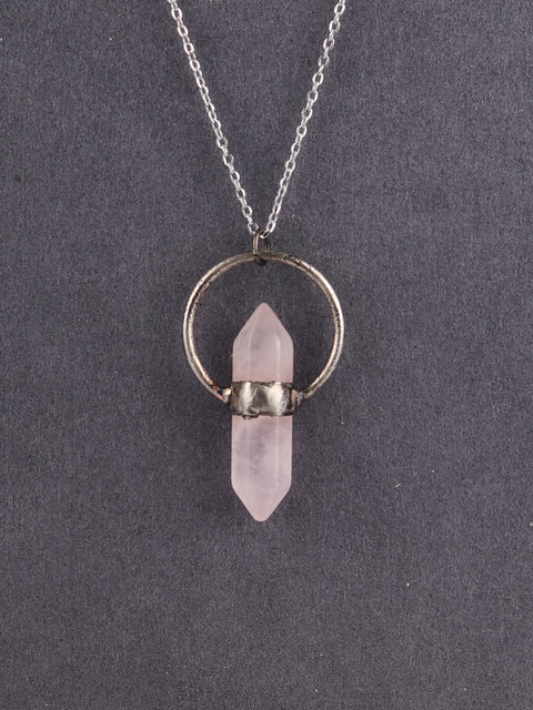 Double Point Rose Quartz Pendant
