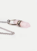 Double Point Rose Quartz Pendant | Silver-Image 3