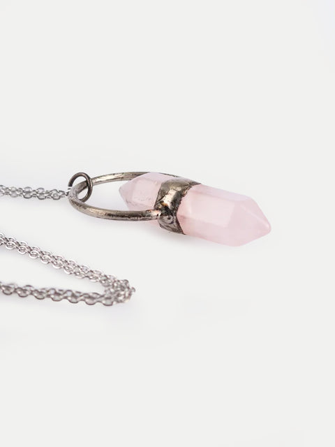 Double Point Rose Quartz Pendant