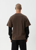Double Trouble - Recycled Layered Boxy Tee | Coffee-Image 3