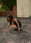 Dusk - Hemp Seersucker Check Mini Dress | Black Check-Image 2