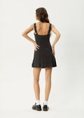 Dusk - Hemp Seersucker Check Mini Dress | Black Check-Image 4