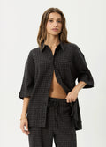 Dusk - Hemp Seersucker Check Shirt | Black Check-Image 1