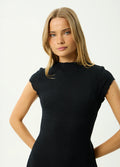 Elodie - Hemp Seersucker Midi Dress | Black-Image 6