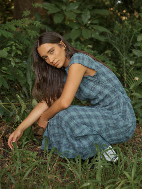 Elodie - Hemp Seersucker Midi Dress
