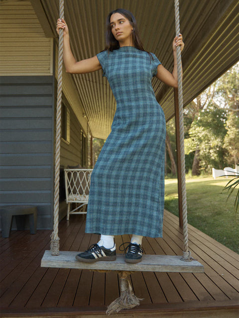 Elodie - Hemp Seersucker Midi Dress