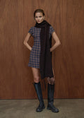 Elodie - Seersucker Mini Dress | Indigo Check-Image 5